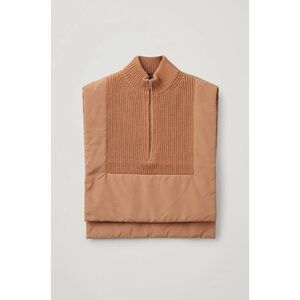 COS Men’s Merino Wool Blend Half Zip Tan Padded Bib One Size Preppy